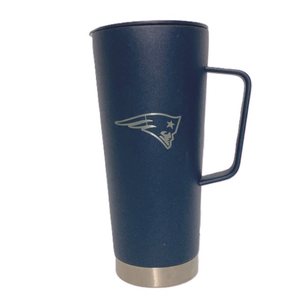 NEW ENGLAND PATRIOTS ROADIE Blue and Silver Travel Tumbler with Handle 18 oz